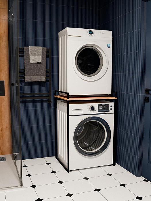 Стеллаж лофт для стиральной и сушильной машины RIDBERG CHICO (Oak/Black) купить в интернет-магазине icover