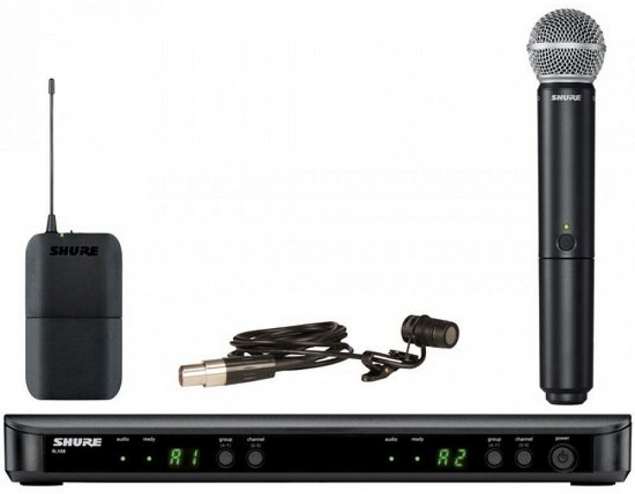 Shure BLX1288E/W85 K3E (A045800) - радиосистема с петличным микрофоном WL185 и ручным передатчиком SM58 купить в интернет-магазине icover