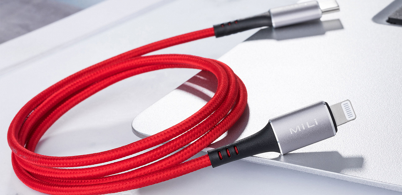 Кабель Mili L90 USB-C/Lightning 1m (Red) купить в интернет-магазине icover