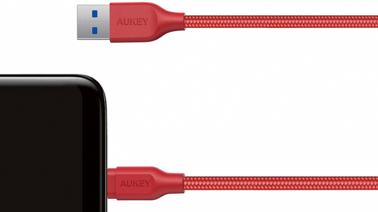 Кабель Aukey Braided Nylon (CB-AC1) USB-C to USB-A 3.1 1.2m (Red) купить в интернет-магазине icover