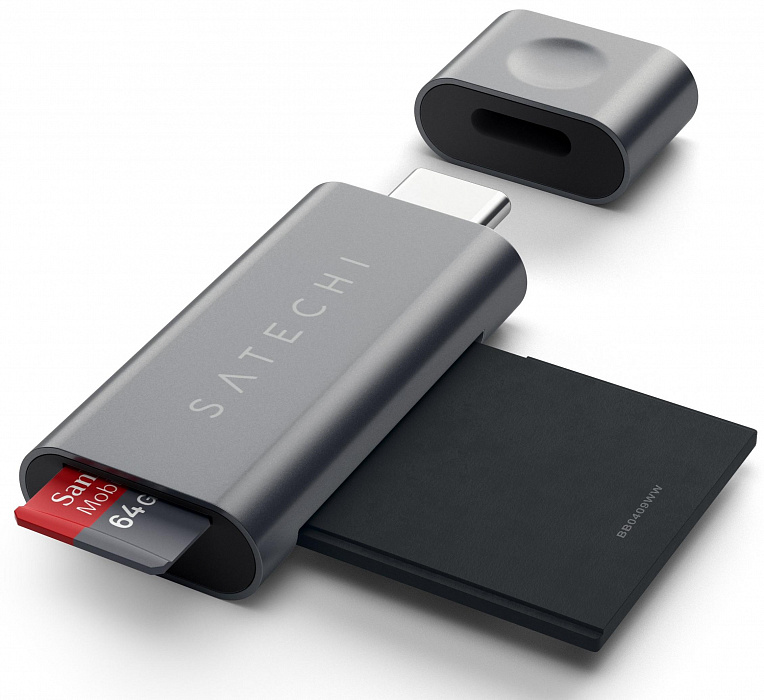 Кардридер Satechi Aluminum Card Reader ST-TCUCM (Space Grey) купить в интернет-магазине icover