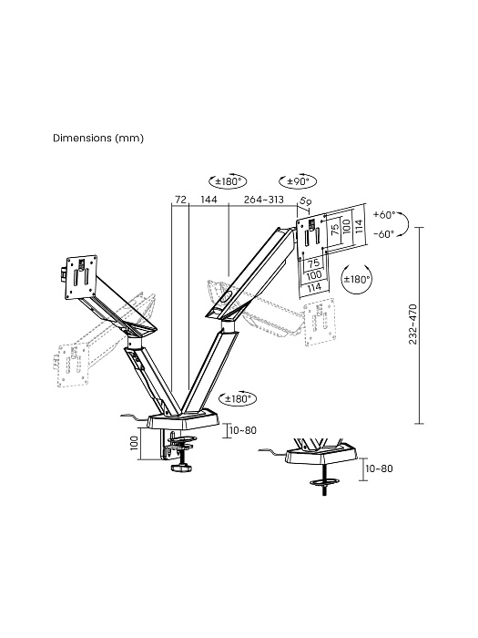 Кронштейн для двух мониторов Ridberg Monitor Arm LDT93-C024L (Grey) купить в интернет-магазине icover