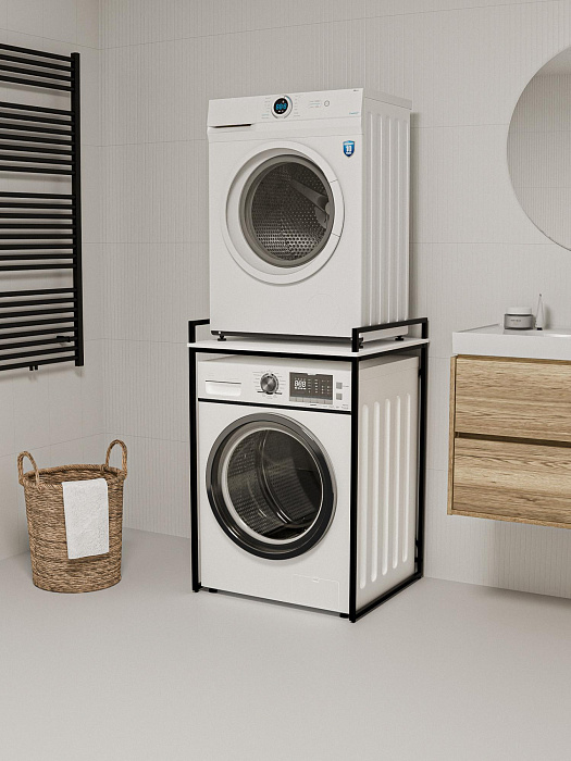 Стеллаж лофт для стиральной и сушильной машины RIDBERG CHICO (White/Black) купить в интернет-магазине icover