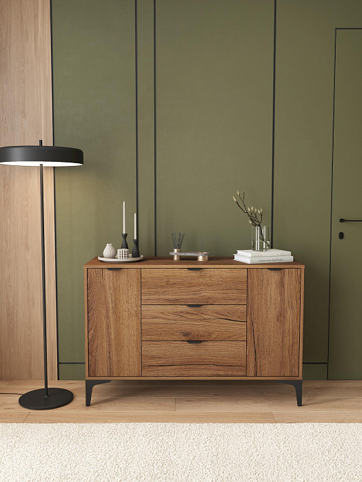 Комод Ridberg OKAYAMA 2Д/3Я (Dark Oak/Black) купить в интернет-магазине icover