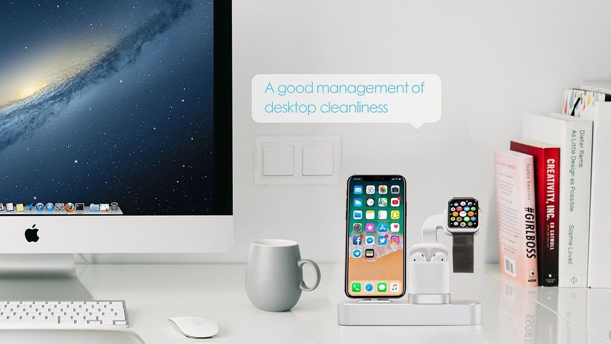 Док-станция COTEetCI Base19 (CS7201-TS) для Apple Watch/iPhone/AirPods (Silver) купить в интернет-магазине icover