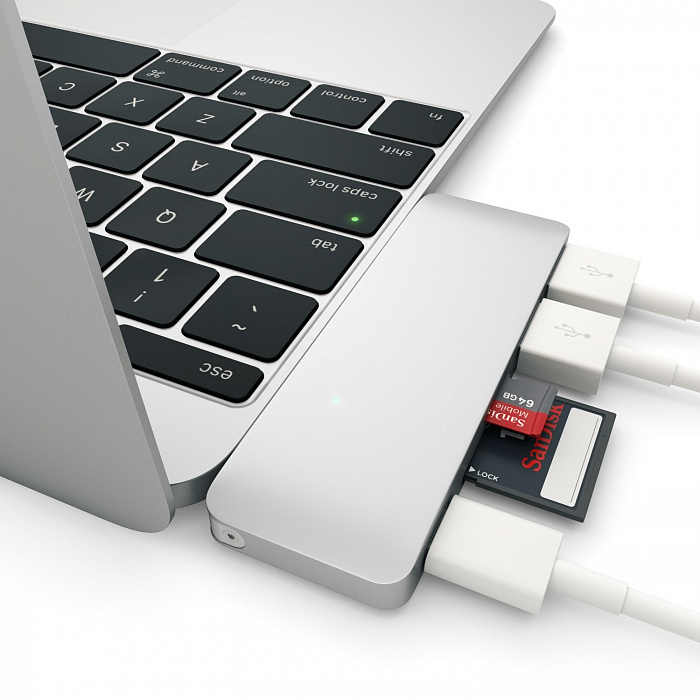 USB-хаб Satechi Combo Hub 3 in 1 USB Type-C ST-TCUPS (Silver) купить в интернет-магазине icover