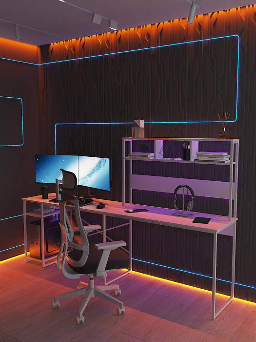 Стол компьютерный угловой лофт Ridberg ALASKA (White) купить в интернет-магазине icover