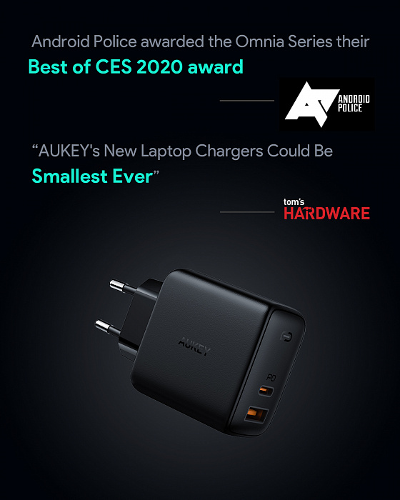 Сетевое зарядное устройство Aukey Omnia Mix PD 65W USB-A/C PA-B3 (Black) купить в интернет-магазине icover