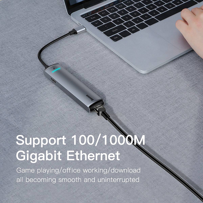 USB-концентратор Baseus Mechanical eye Six-in-one CAHUB-J0G (Grey) купить в интернет-магазине icover