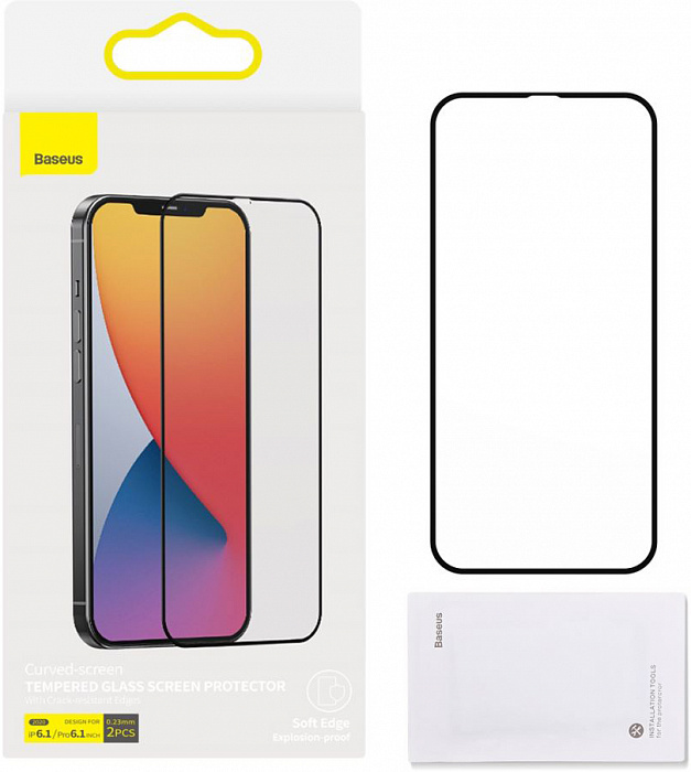 Защитное стекло Baseus Curved-screen Tempered 0.23mm (SGAPIPH61P-PE01) для iPhone 12/iPhone 12 Pro (Black) купить в интернет-магазине icover