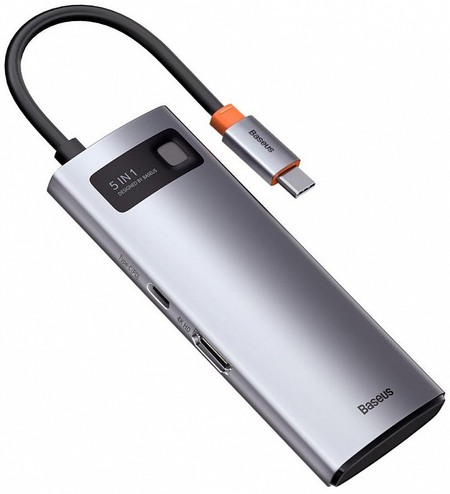 Хаб Baseus Metal Gleam Series 5-in-1 CAHUB-CX0G (Space Grey) купить в интернет-магазине icover