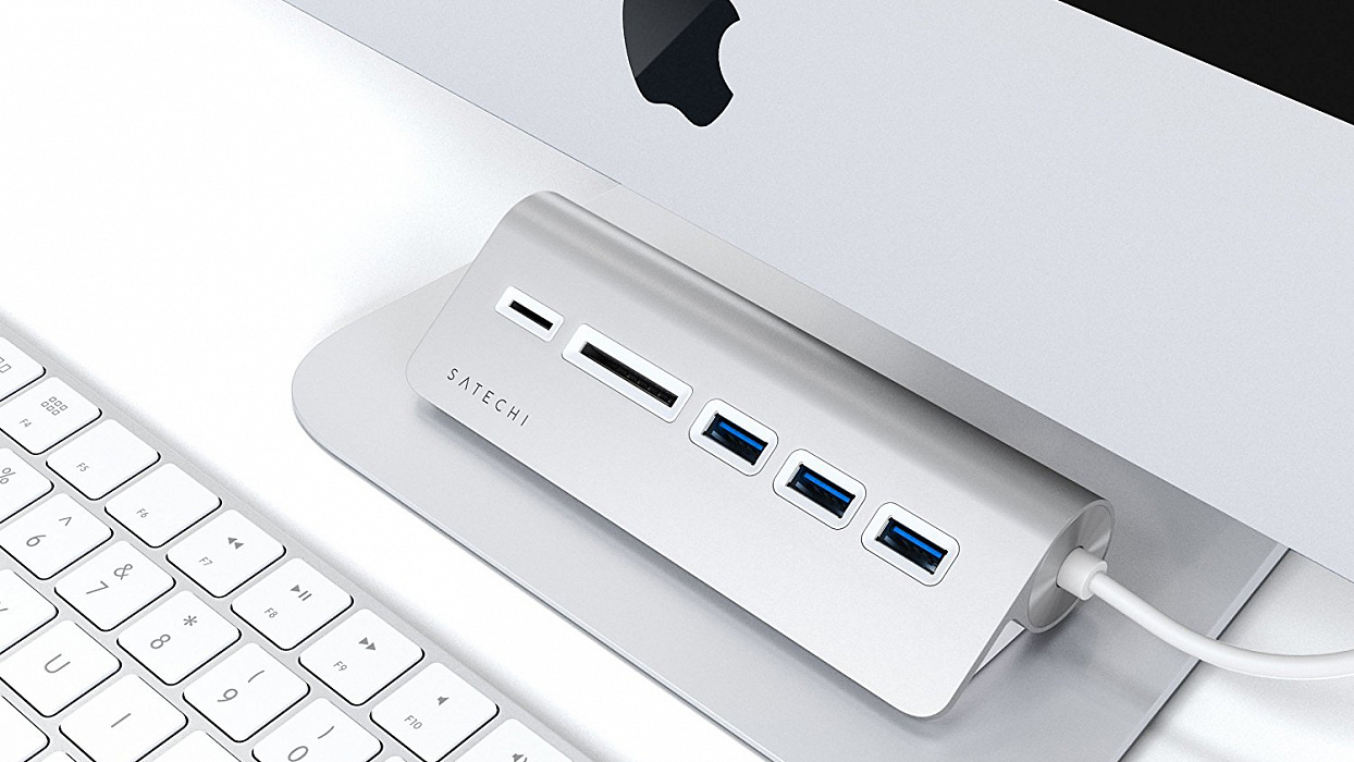 USB-концентратор Satechi Aluminum USB 3.0 Hub & Card Reader ST-TCHCRS (Silver) купить в интернет-магазине icover