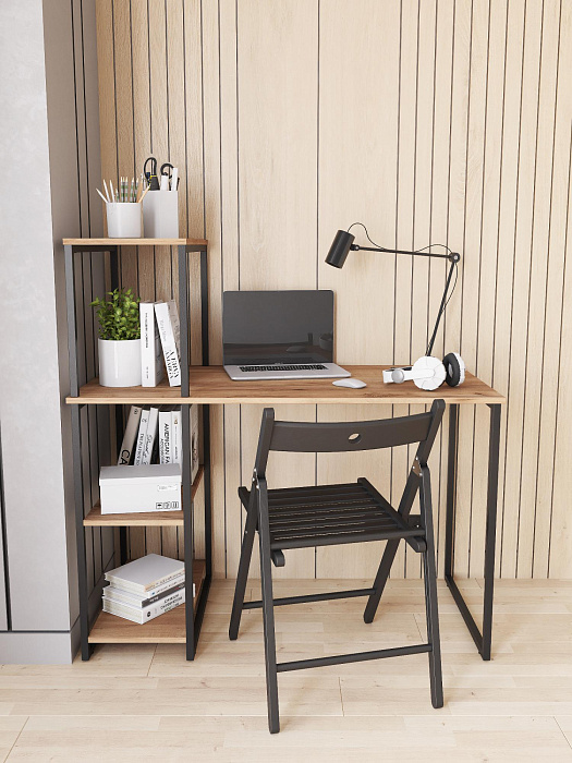 Стол-стеллаж лофт мини RIDBERG MEMPHIS (Oak/Black) купить в интернет-магазине icover