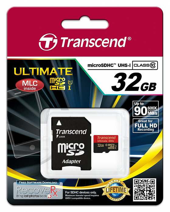Карта памяти с адаптером Transcend Ultimate micro SDHC 32GB Class 10 (TS32GUSDHC10U1) купить в интернет-магазине icover