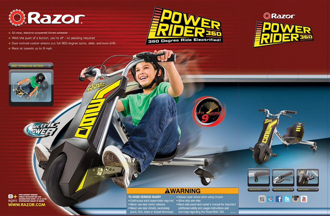 Razor PowerRider 360 (20905) - электрокарт (Black) купить в интернет-магазине icover