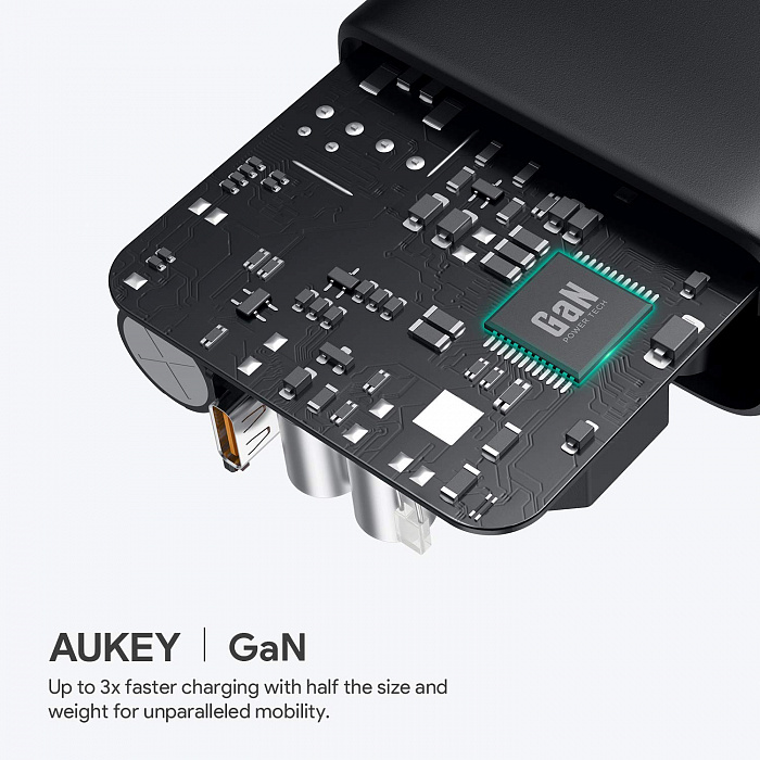 Сетевое зарядное устройство Aukey 60W PD Wall Charger with GaN Power Tech (Black) купить в интернет-магазине icover