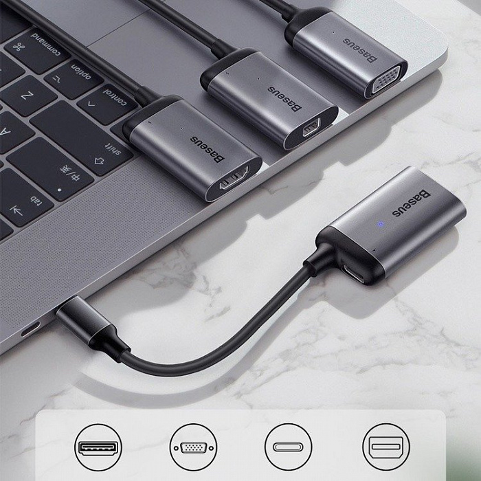USB-концентратор Baseus Enjoyment Series USB-C to HDMI/PD CAHUB-W0G (Deep Grey) купить в интернет-магазине icover