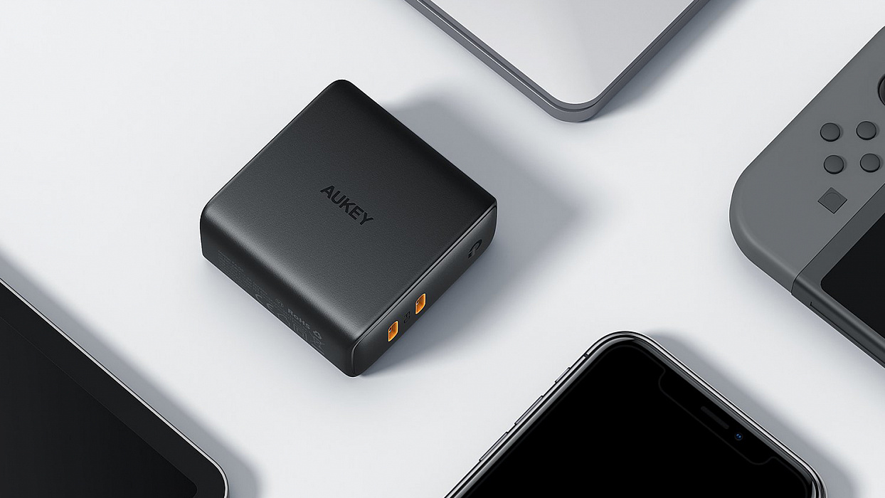 Сетевое зарядное устройство Aukey Focus Duo PD (PA-D5) USB-C 63W (Black) купить в интернет-магазине icover
