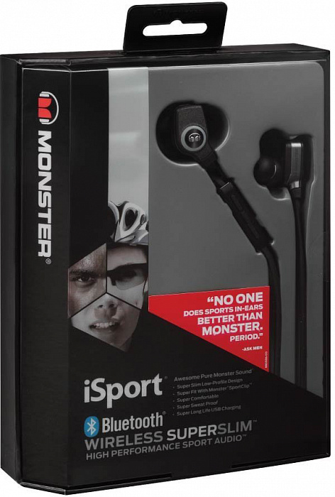 Monster iSport Bluetooth Wireless SuperSlim In-Ear - беспроводная гарнитура (Black) купить в интернет-магазине icover