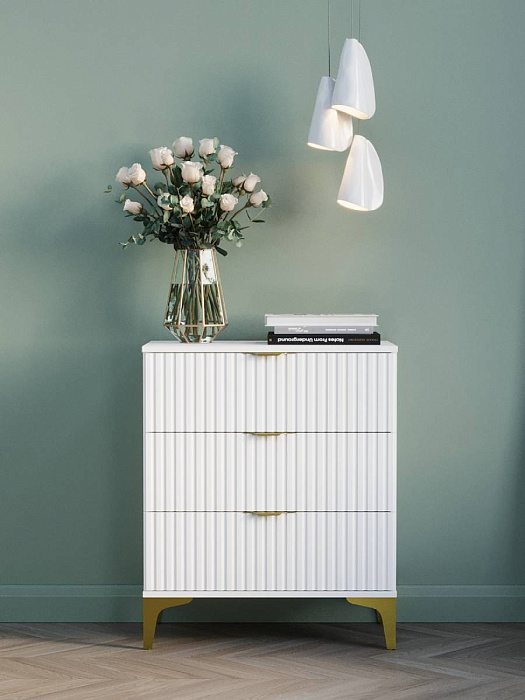 Комод RIDBERG ANDRE 3Я (White/Gold) купить в интернет-магазине icover