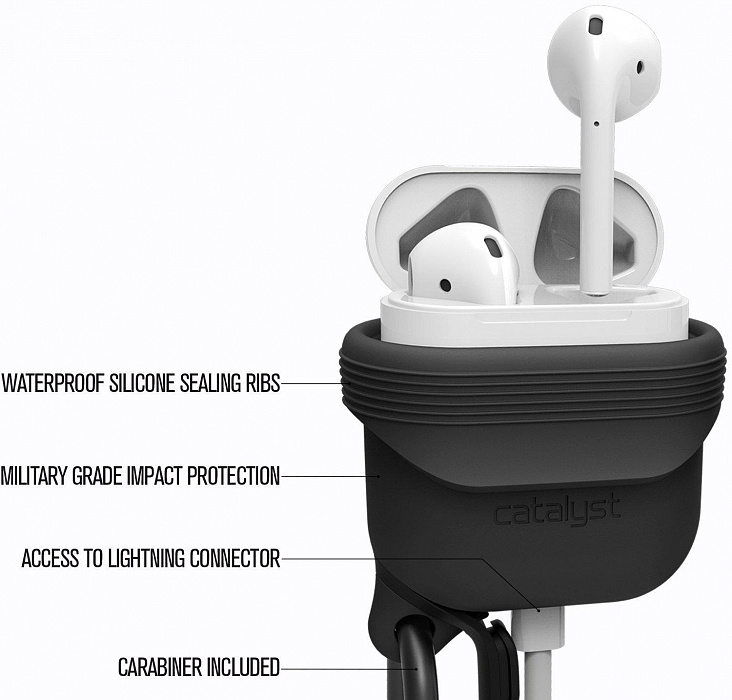 Чехол Catalyst Waterproof AirPods Case (Black) купить в интернет-магазине icover