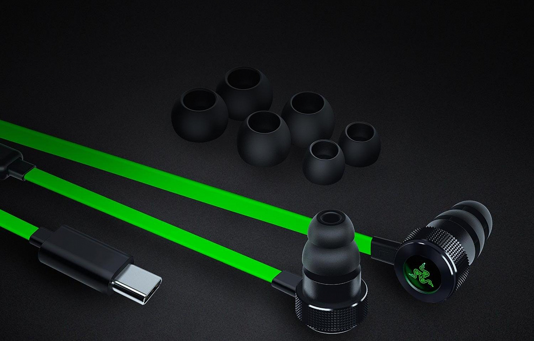 Наушники Razer Hammerhead USB-C RZ04-02420100-R3G1 (Black/Green) купить в интернет-магазине icover