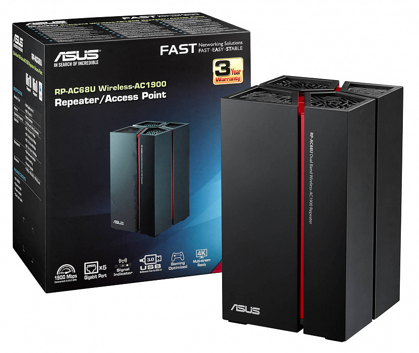 Asus RP-AC68U - беспроводной повторитель (Black) купить в интернет-магазине icover