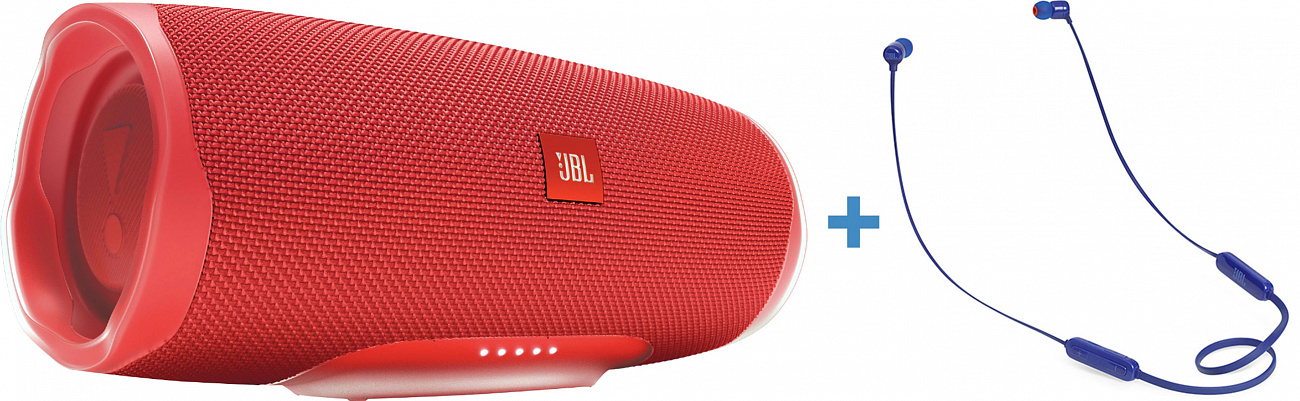 Портативная акустика JBL Charge 4 + наушники JBL T110BT (Red/Blue) купить в интернет-магазине icover