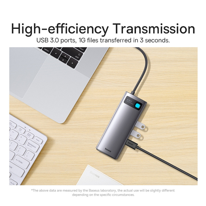 Хаб Baseus Metal Gleam (WKWG030013) 6-in-1 Multifunctional Type-C HUB Docking Station (Gray) купить в интернет-магазине icover