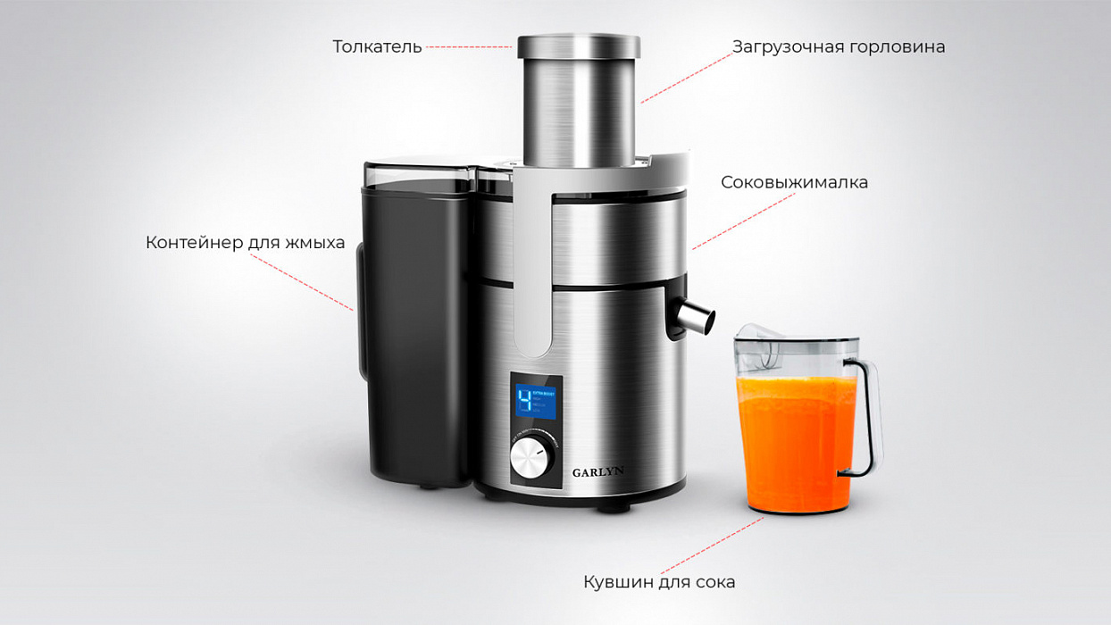 Соковыжималка Garlyn J-500 (Grey) купить в интернет-магазине icover