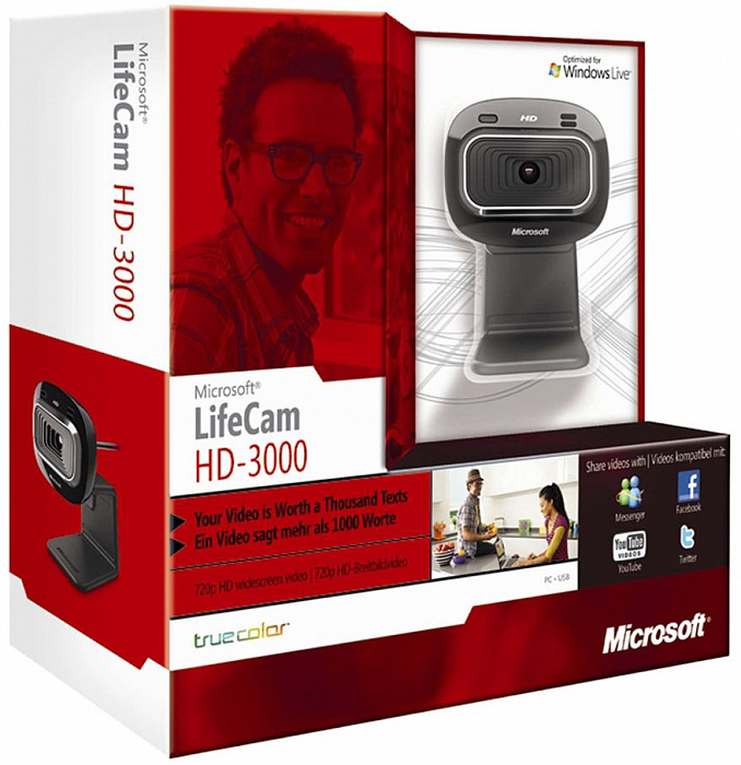 Веб-камера Microsoft LifeCam HD-3000 (Black) купить в интернет-магазине icover