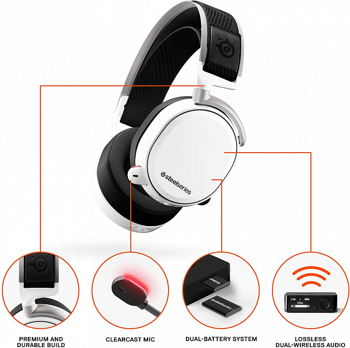 Беспроводные наушники Steelseries Arctis Pro Wireless (White) купить в интернет-магазине icover