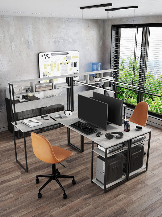 Стол компьютерный угловой лофт Ridberg ALASKA (Rock/Black) купить в интернет-магазине icover