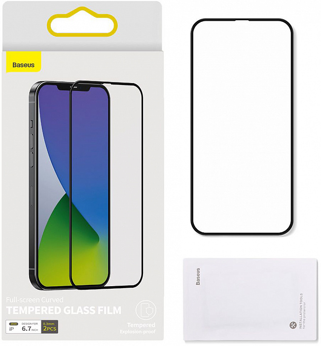 Защитное стекло Baseus Full-screen Curved Tempered 0.3mm (SGAPIPH67N-KA01) для iPhone 12 Pro Max (Black) купить в интернет-магазине icover