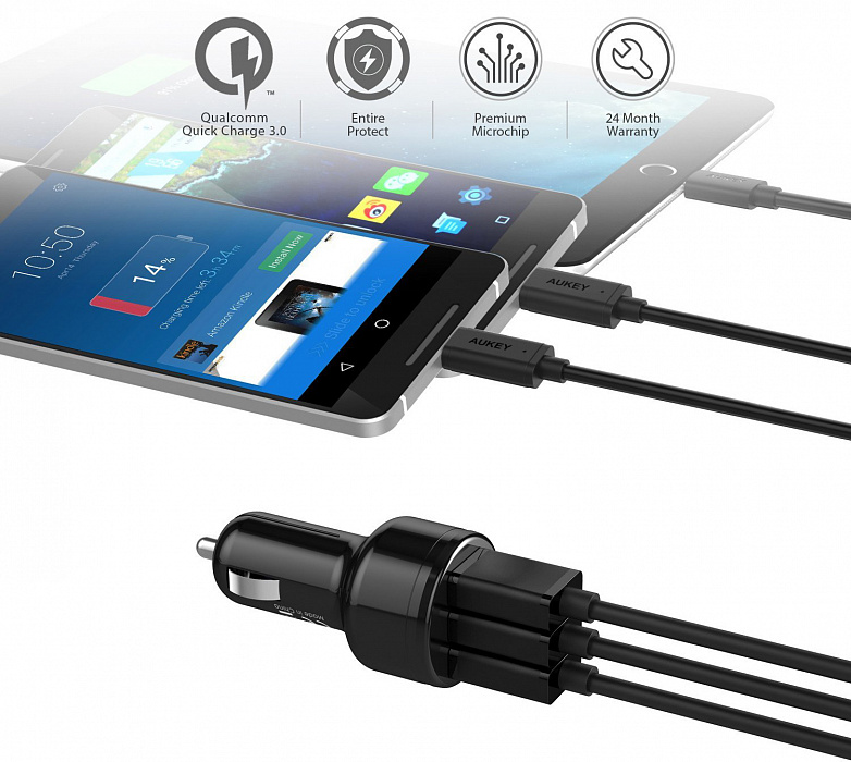 Автомобильное зарядное устройство Aukey CC-T11 (Black) купить в интернет-магазине icover