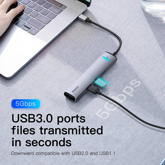 USB-концентратор Baseus Mechanical eye Six-in-one CAHUB-J0G (Grey) купить в интернет-магазине icover