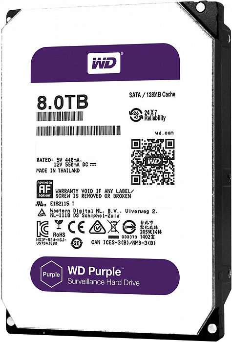 Western Digital Purple HDD 3.5" 8Tb (WD80PUZX) - жесткий диск для сервера купить в интернет-магазине icover
