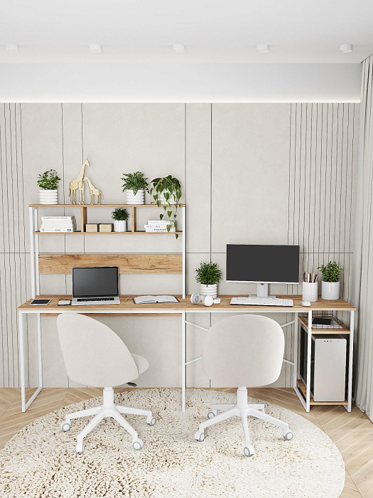 Стол компьютерный угловой лофт Ridberg ALASKA (Oak/White) купить в интернет-магазине icover