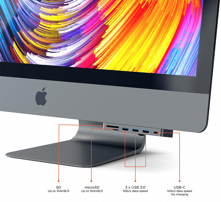 USB-концентратор Satechi Aluminum Type-C Clamp Hub Pro (Space Grey) купить в интернет-магазине icover