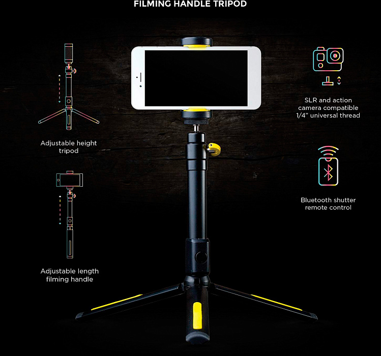 Трипод Black Eye Filming Handle (FM001) для смартфонов (Black) купить в интернет-магазине icover