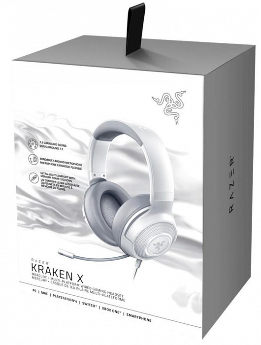 Игровая гарнитура Razer Kraken X Multi-Platform RZ04-02890300-R3M1 (Mercury White) купить в интернет-магазине icover