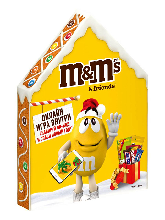 Сладкий подарок M&M's & Friends Пряничный домик на Новый Год, набор конфет M&M's, Snickers, Twix, Bounty, Milky Way с онлайн-игрой внутри (2 х 167 г.) купить в интернет-магазине icover