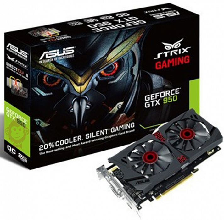 Видеокарта Asus GeForce GTX 950 STRIX 2Gb 128bit (STRIX-GTX950-DC2OC-2GD5-GAMING) купить в интернет-магазине icover