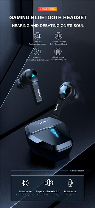 Игровые беспроводные наушники Lenovo HQ08 (Black) купить в интернет-магазине icover