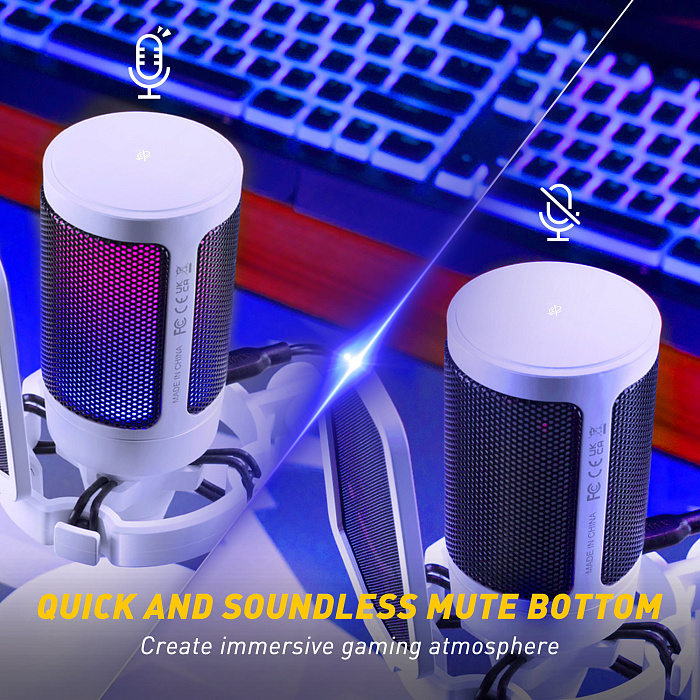 Игровой USB-микрофон Fifine A6T с RGB-подсветкой (White) купить в интернет-магазине icover