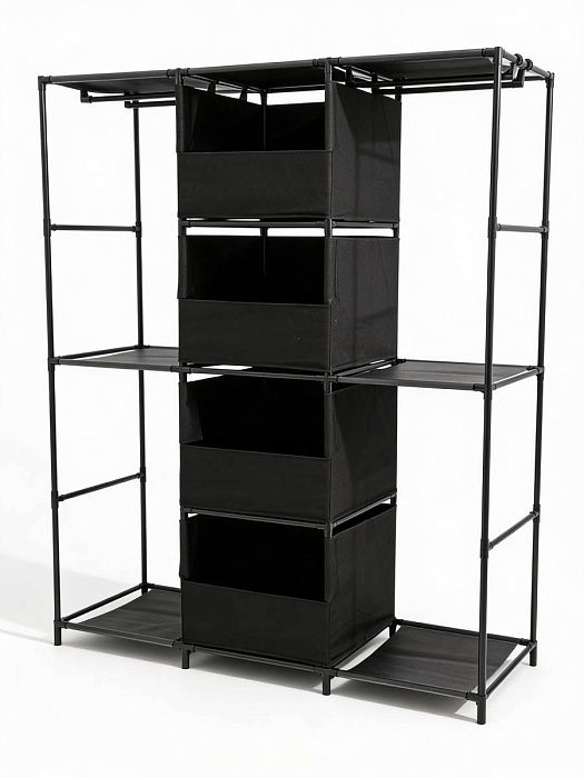 Вешалка напольная для одежды узкая с ящиками Ridberg 3.0 (Black) купить в интернет-магазине icover