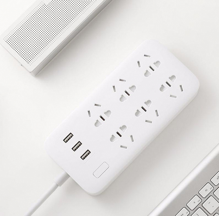 Удлинитель Xiaomi Mijia Smart Power Platooninsert 2А с 3 USB-портами  (White) купить в интернет-магазине icover