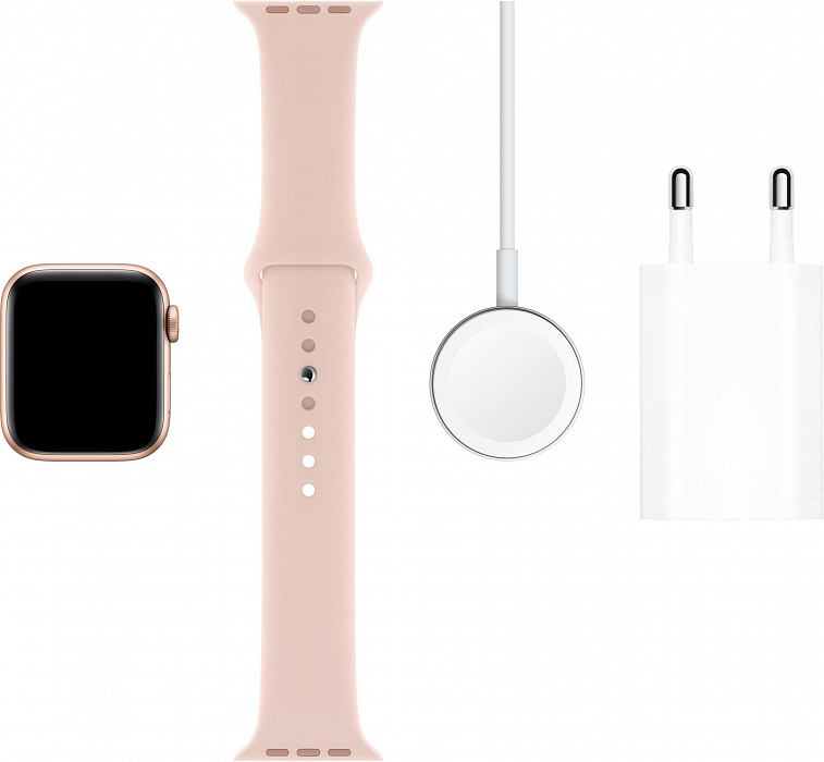 Умные часы Apple Watch Series 5 44mm Sport Band MWVE2RU/A (Gold/Pink) купить в интернет-магазине icover