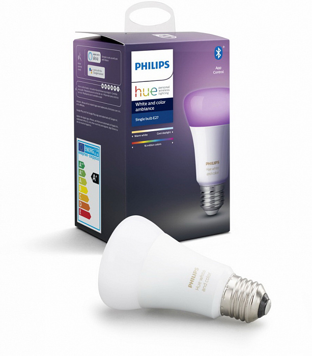Умная светодиодная лампа Philips Hue White and Color Ambiance Bluetooth E27 (8718699673109) купить в интернет-магазине icover