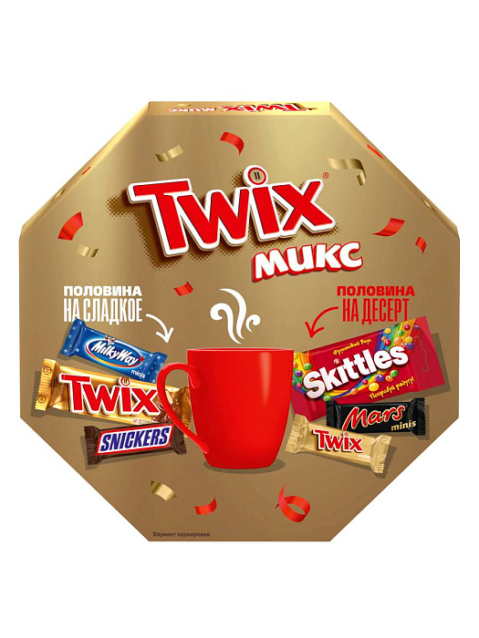 Сладкий подарок Twix микс, набор конфет Twix, Snickers, Bounty, Milky Way, Mars, Skittles (2 х 225 г.) купить в интернет-магазине icover